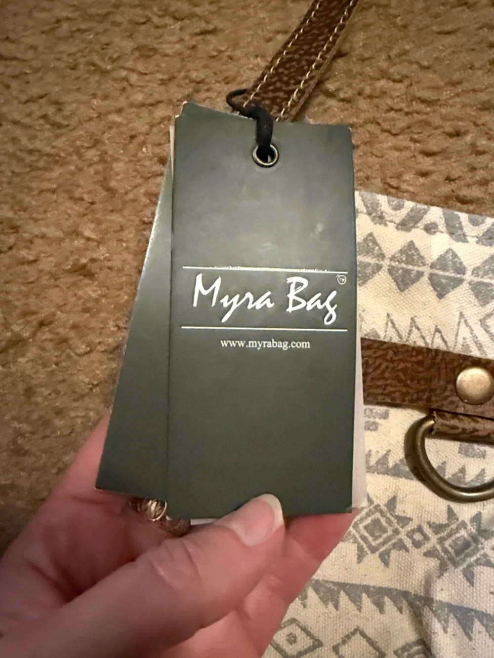 Myra Side Floral Design Shoulder Bag Cream, Gray, and Brown Aztec New with Tags
